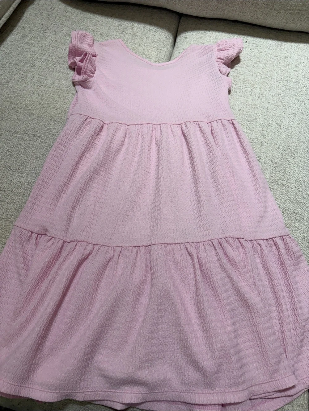 Old Navy Light Pink Tiered Flutter-Sleeve Casual Dress